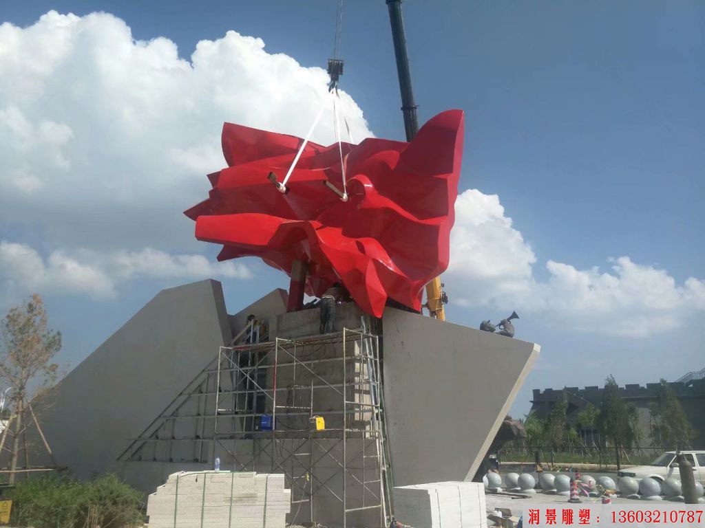 不忘初心，牢記使命紅旗雕塑，立體雕塑4