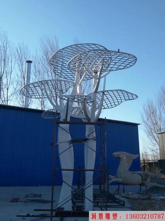 不銹鋼白色大樹雕塑，樹形雕塑景觀2