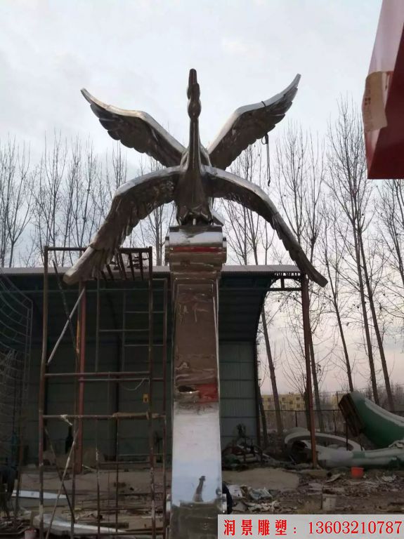 不銹鋼大雁雕塑，飛禽雕塑