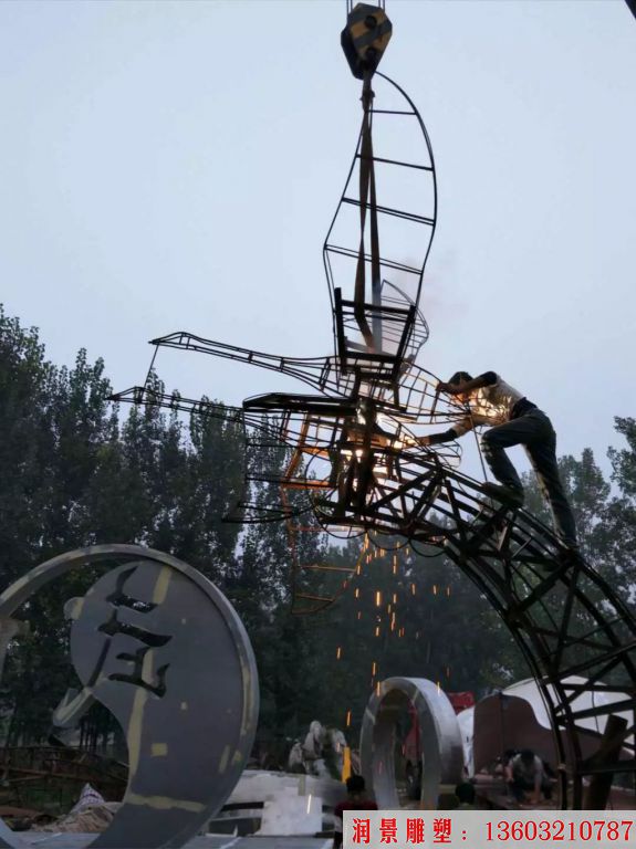 不銹鋼大雁雕塑，飛禽雕塑4